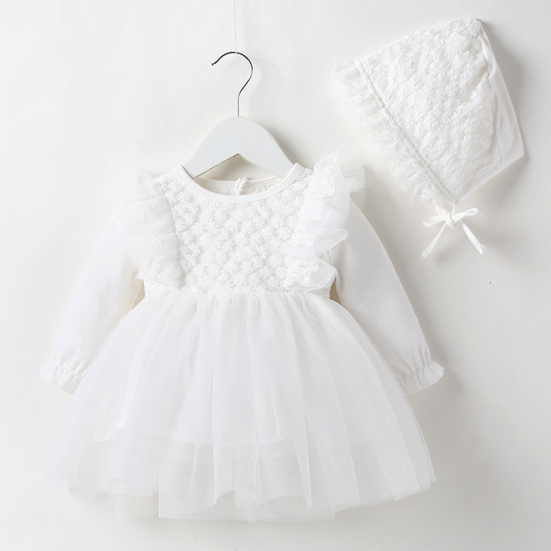 White Dandelion Long Sleeve Dress